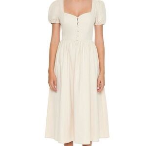 Forever 21 Cream Button-Front Midi Dress